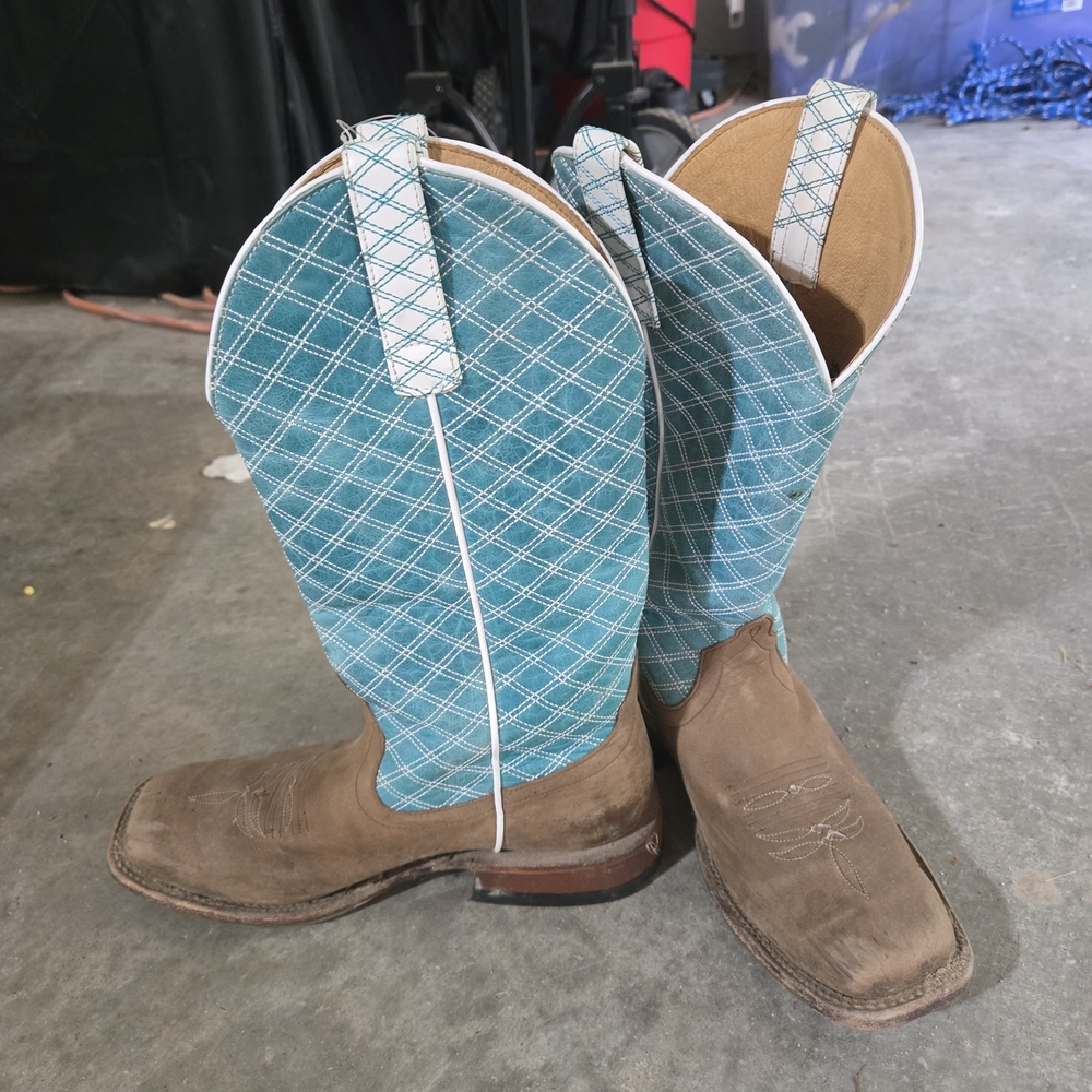 Macie Bean Turquoise and Brown Western Boots